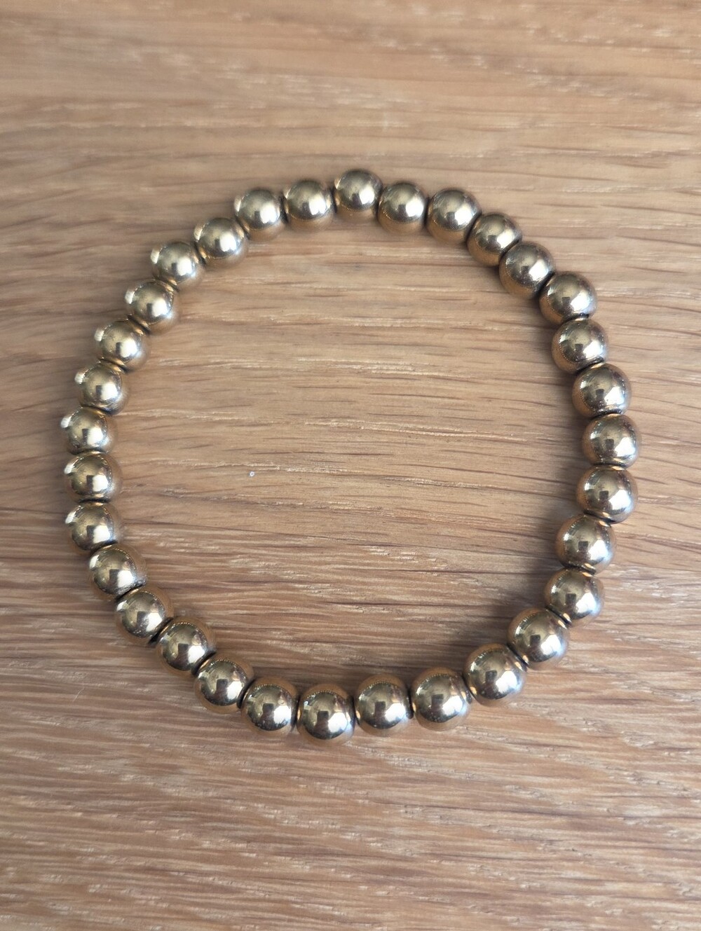 Gold Hematite Beaded Stretch Bracelet | Handmade
